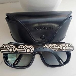 Bulgari Black Sunglasses with Gold Logo